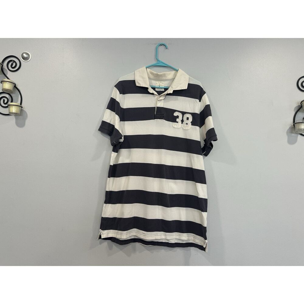 J. Crew Vintage Navy White Striped Polo Shirt Short Sleeve XL